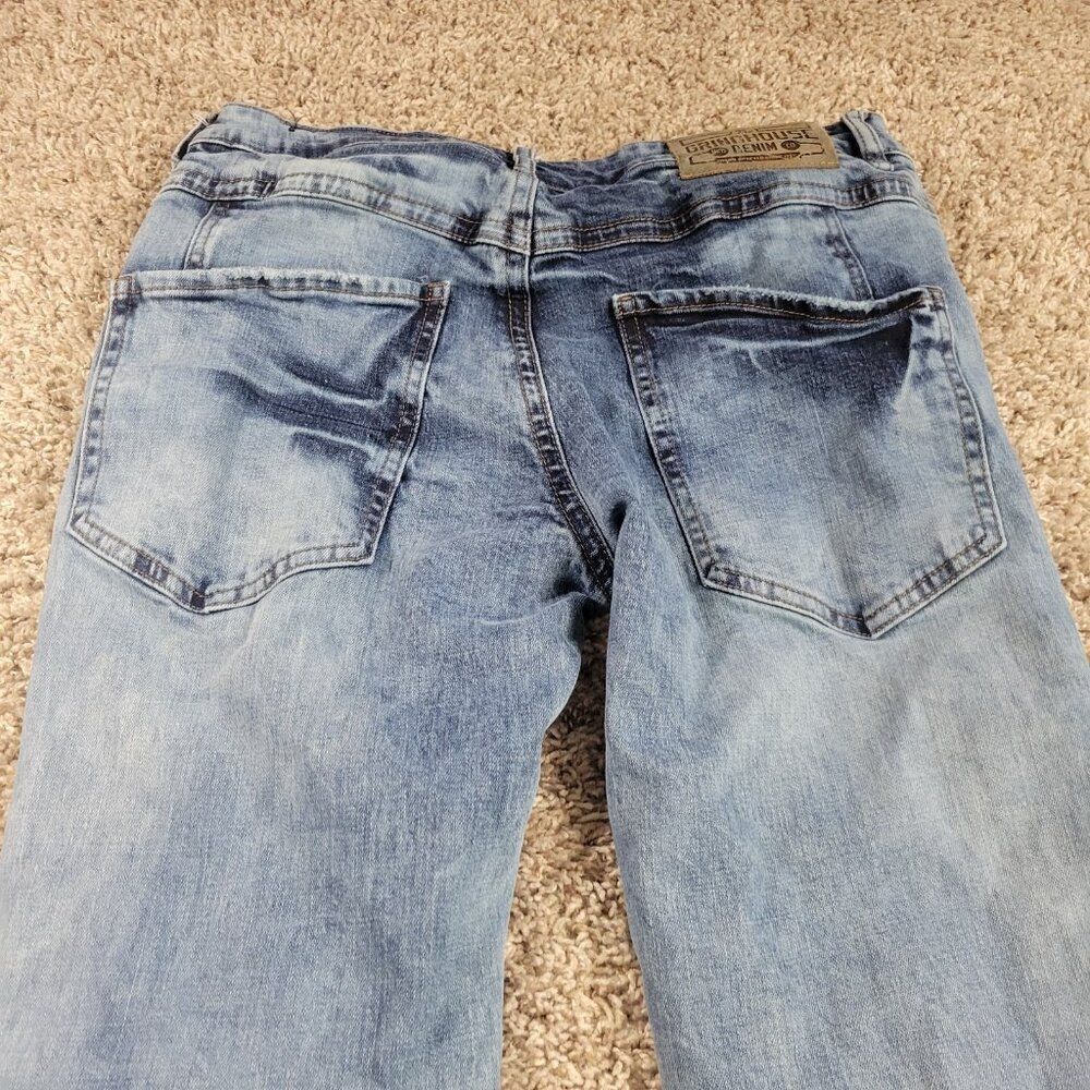 Grindhouse Jeans Mens 32x31 Distressed Grunge Dark Wash Stretch - Picture 6 of 7